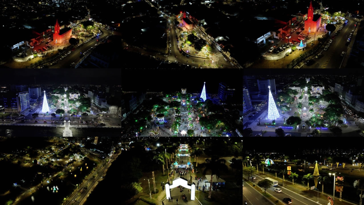 A decoração especial atrai milhares de pessoas para o Centro, Colina do Santo Antônio, Parque da Sementeira - Imagem: Prefeitura de Aracaju