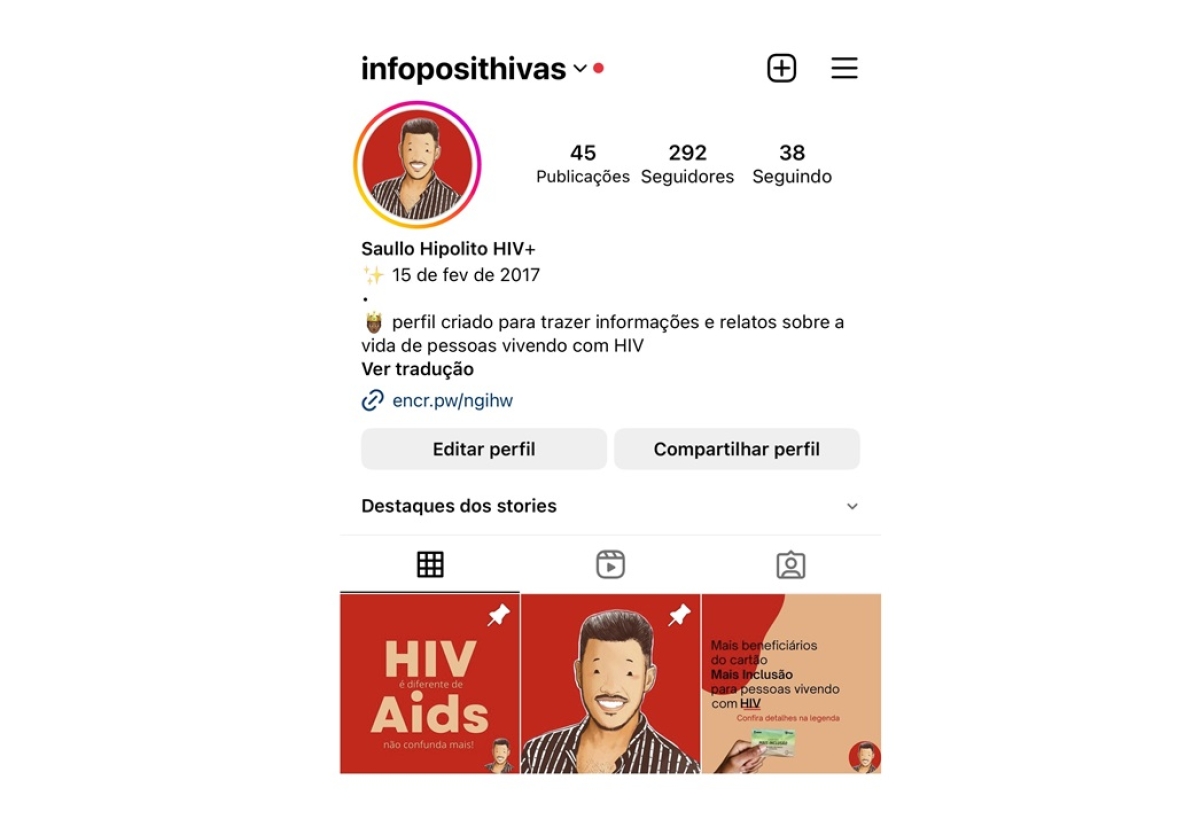 A página Infoposithivas, mantida no Instagram com informações sobre a convivência com o HIV - Foto: Reprodução
