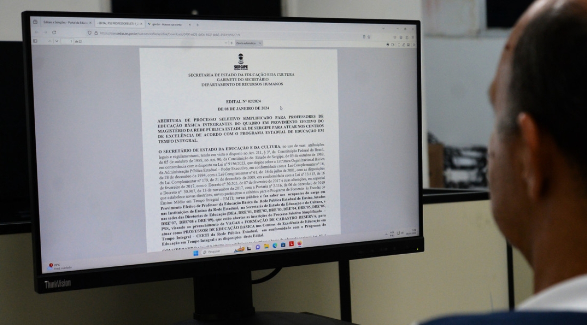 Governo de Sergipe abre processo seletivo simplicado para professores dos centros de
excelência de educação em tempo integral - Foto: Maria Odília | Governo de Sergipe