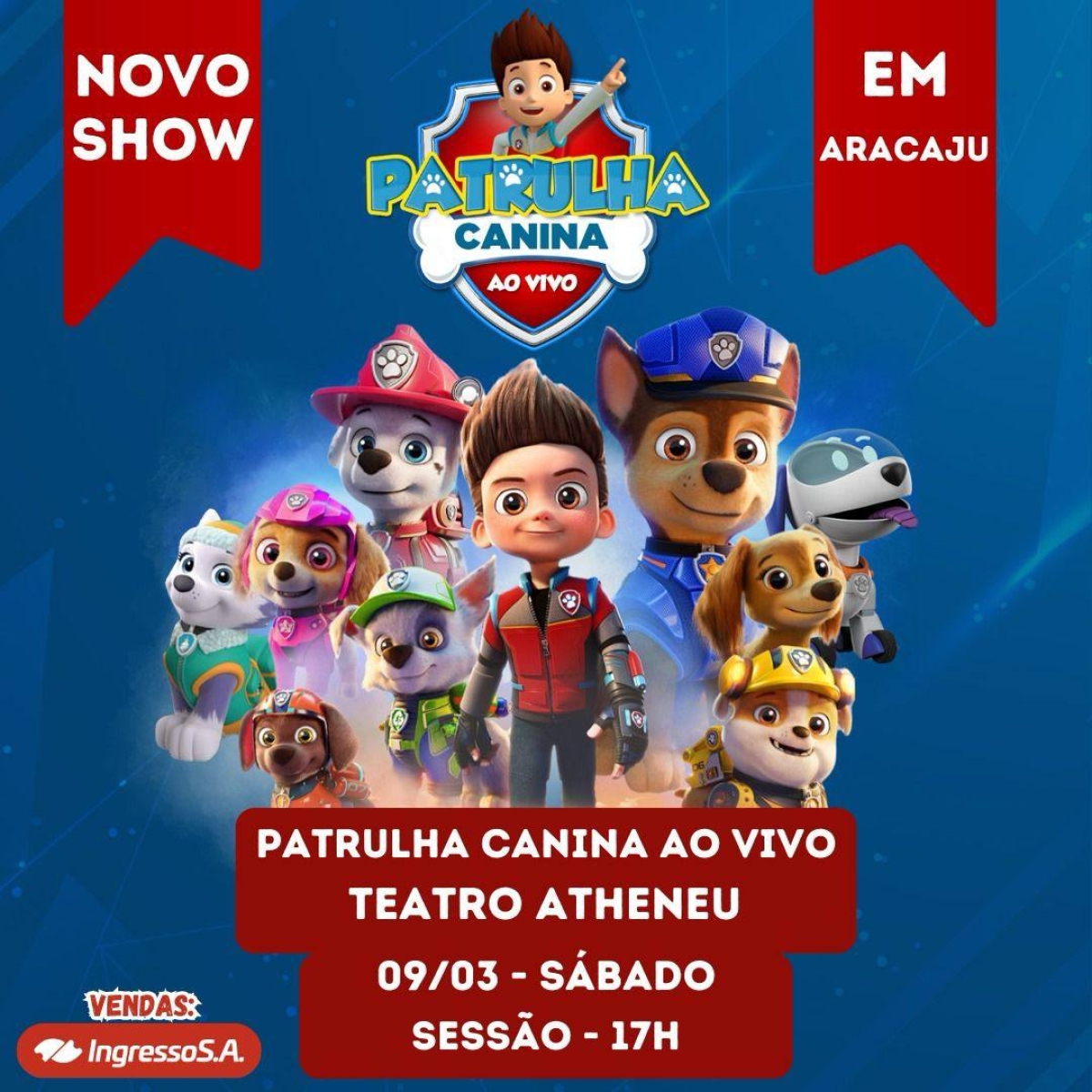 Aracaju recebe nova peça "Patrulha Canina Ao Vivo" - Imagem: Divulgação Aracaju recebe nova peça "Patrulha Canina Ao Vivo" - Imagem: Divulgação