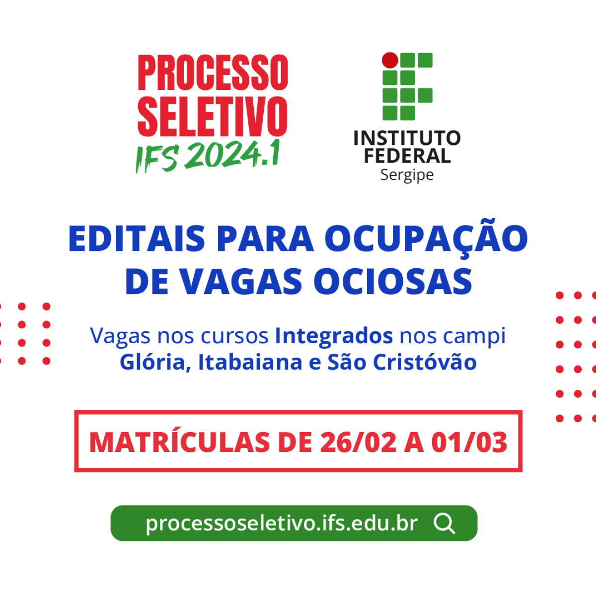 IFS oferta 75 vagas em chamada pública para cursos técnicos de nível médio na forma integrada - Imagem: Divulgação | IFS