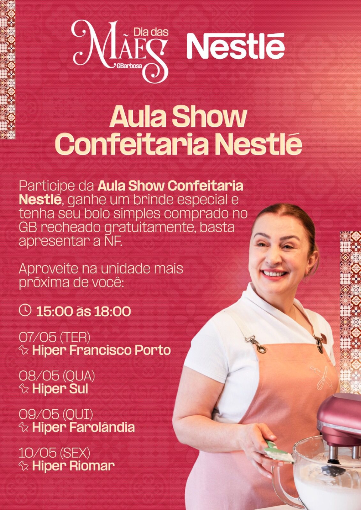 Dia das Mães: GBarbosa vai realizar aulas de confeitaria em algumas de suas lojas - Foto: Divulgação| Assessoria
