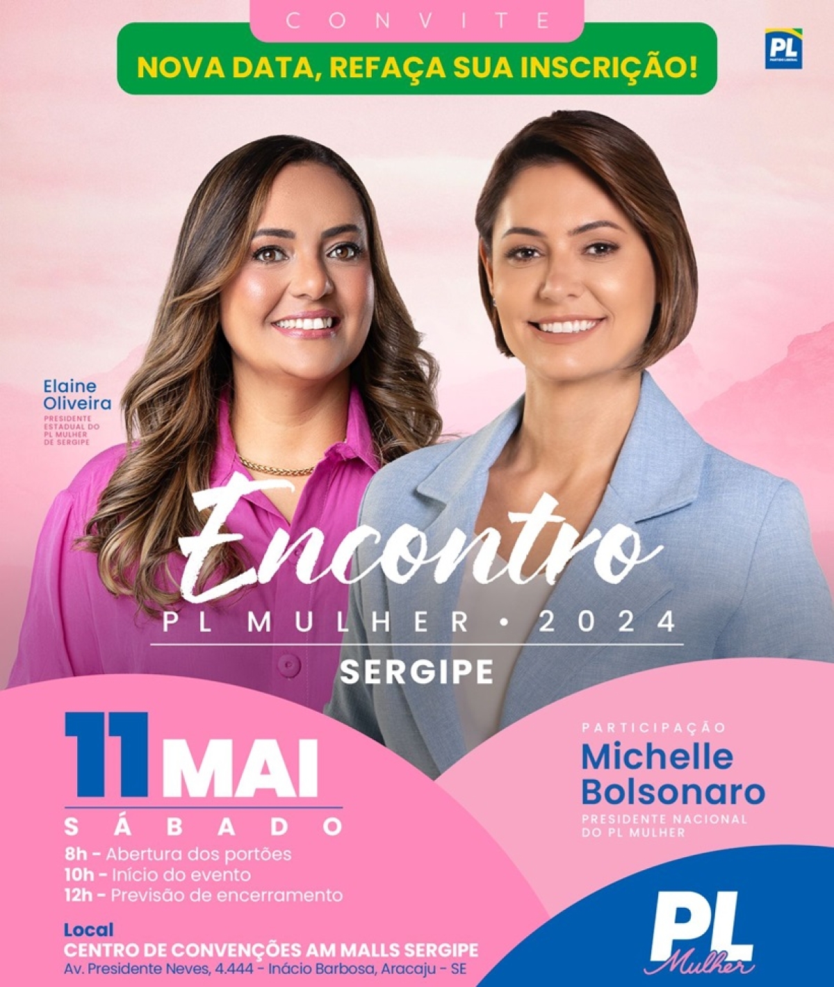 Aracaju sediará Encontro do PL Mulher em Sergipe com a presença de Michelle Bolsonaro - Foto: Assessoria de Comunicação do PL Mulher Sergipe