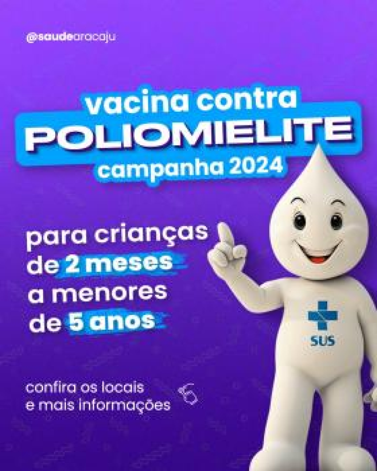 Aracaju inicia vacinação contra poliomielite para crianças menores de 5 anos na segunda, 27 - Foto: Ascom/SMS/PMA/Divulgação
