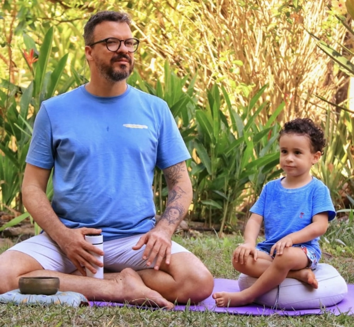 André Britto iniciou a prática de mindfulness com o filho - Foto: Acervo pessoal.