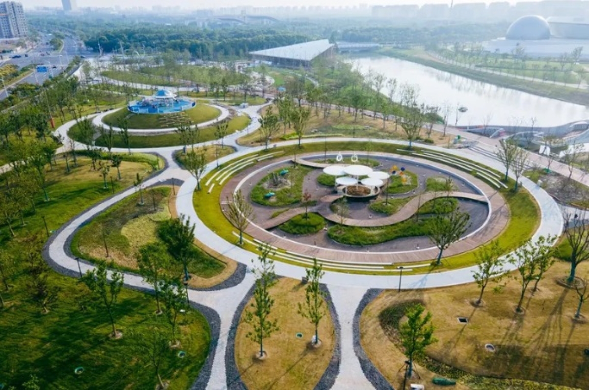 O maior parque-esponja de Shanghai: "Céu estrelado" - Foto: China Daily
