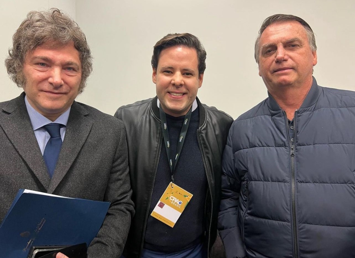 Javier Milei, Rodrigo Valadares e Rodrigo Valadares - Foto: Passos Comunicação
