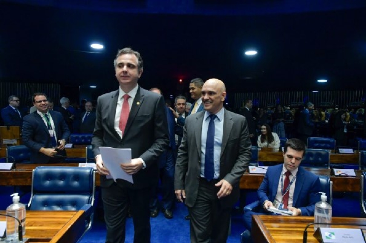 Rodrigo Pacheco e Alexandre de Moraes - Foto: Geraldo Magela/Agência Senado