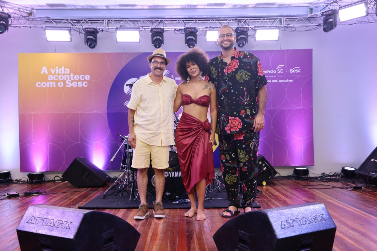 Geo Sants, Morgana e Thiago Ruas estão na final do Sescanção 2024 disputa apertada na primeira noite de eliminatórias - Foto: Sesc Sergipe
