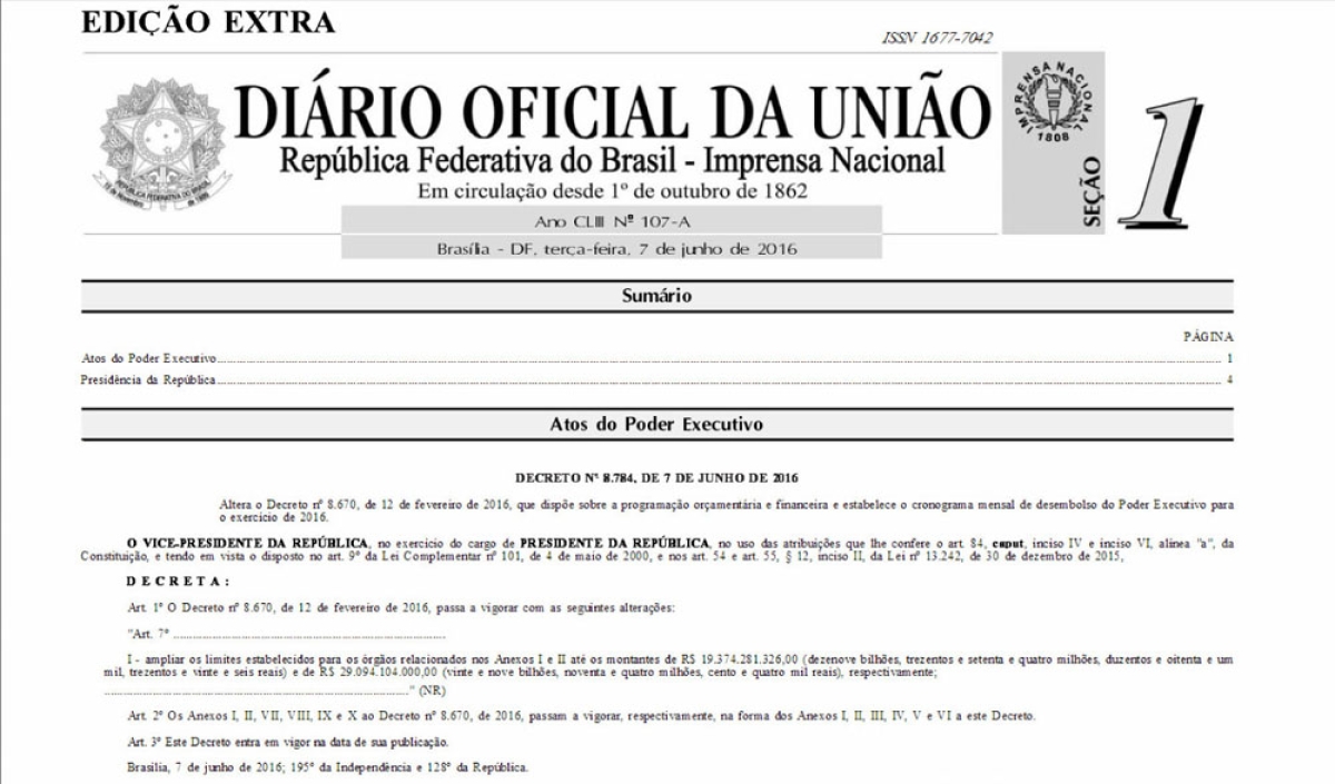 Inicialmente, Lei Oramentria da Unio previa em janeiro um crescimento de 14,48% nos repasses aos Estados. Com a atualizao dos percentuais, a nova projeo aponta para um crescimento de apenas 0,85% (Foto: Divulgao)