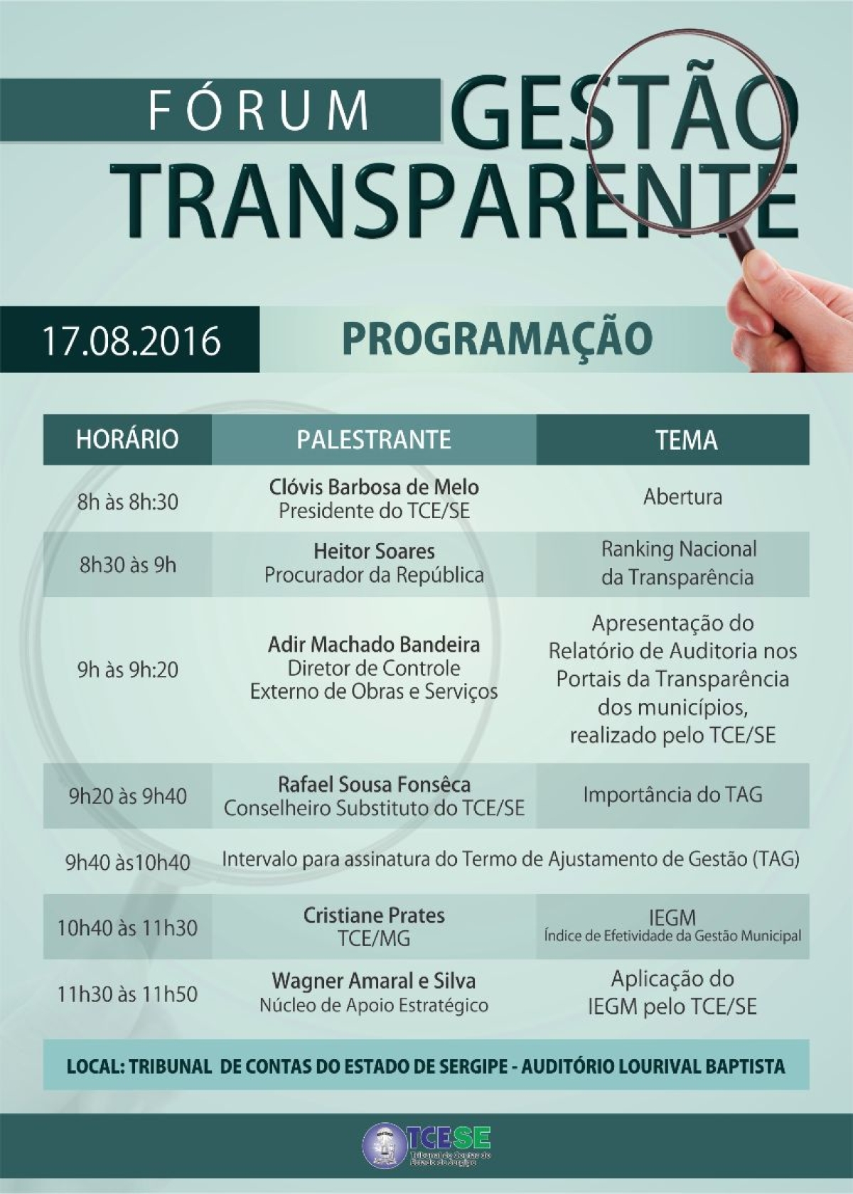 TCE/Sergipe realiza nesta quarta-feira o I F�rum Gest�o Transparente (Foto: Divulga��o/TCE/SE)