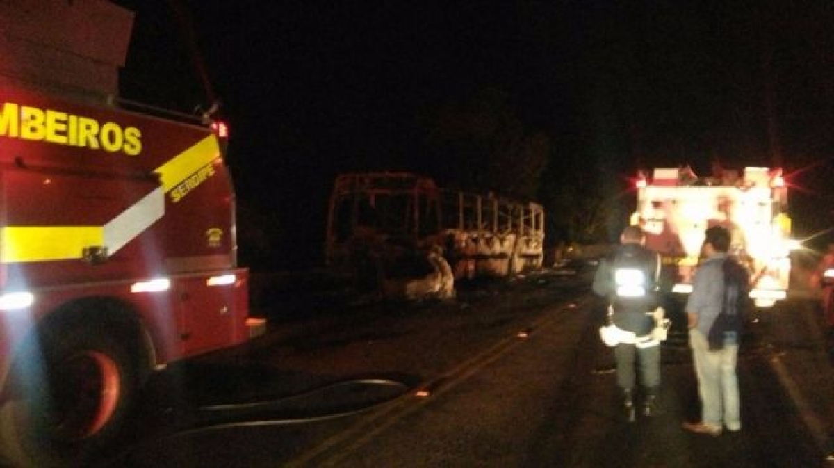 Bombeiros resgatam corpo carbonizado em rodovia estadual (Imagem: SSP/SE)