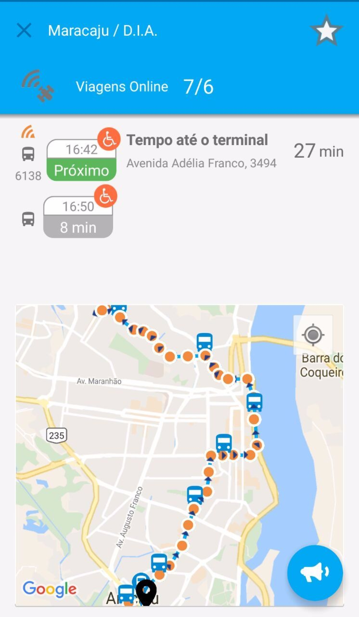 Passageiros podem acompanhar itinerrio dos nibus e previso de horrios de paradas (Imagem: Reproduo/CittaMobi)
