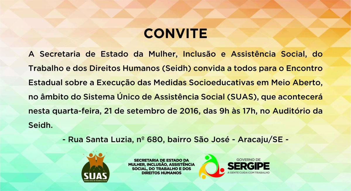 Encontro Estadual de Medidas Socioeducativas em Meio Aberto acontece nesta quarta, 21 (Imagem: Divulgao/Seidh/SE)