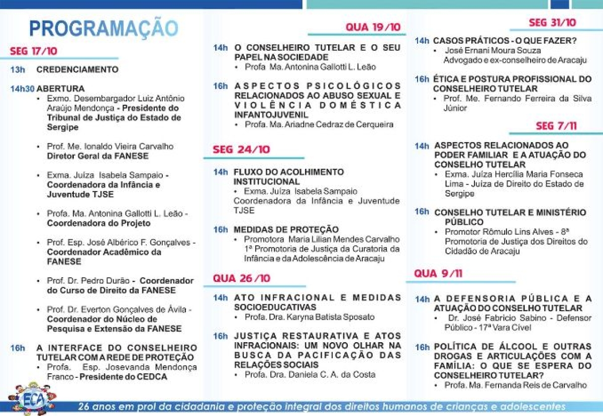 Folder do Curso de Capacita��o profissional para os Conselheiros Tulelares (Imagem: Divulga��o/Assessoria Fanese) (Imagem: Divulga��o/Assessoria Fanese)