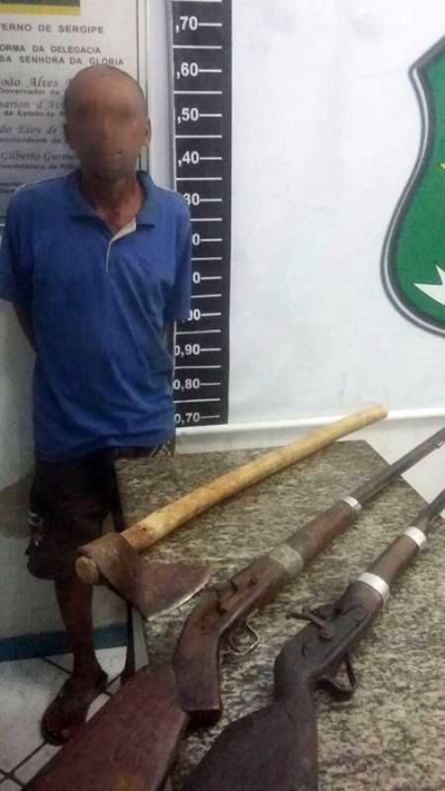 PM/Sergipe prende suspeito de roubo de gado com duas espingardas em Canind (Imagem: PM/SE)