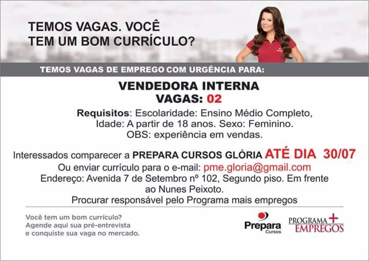 Empresa abre duas vagas de emprego para mulheres em Glria (Foto: Divulgao/Via Portal Mais Serto)