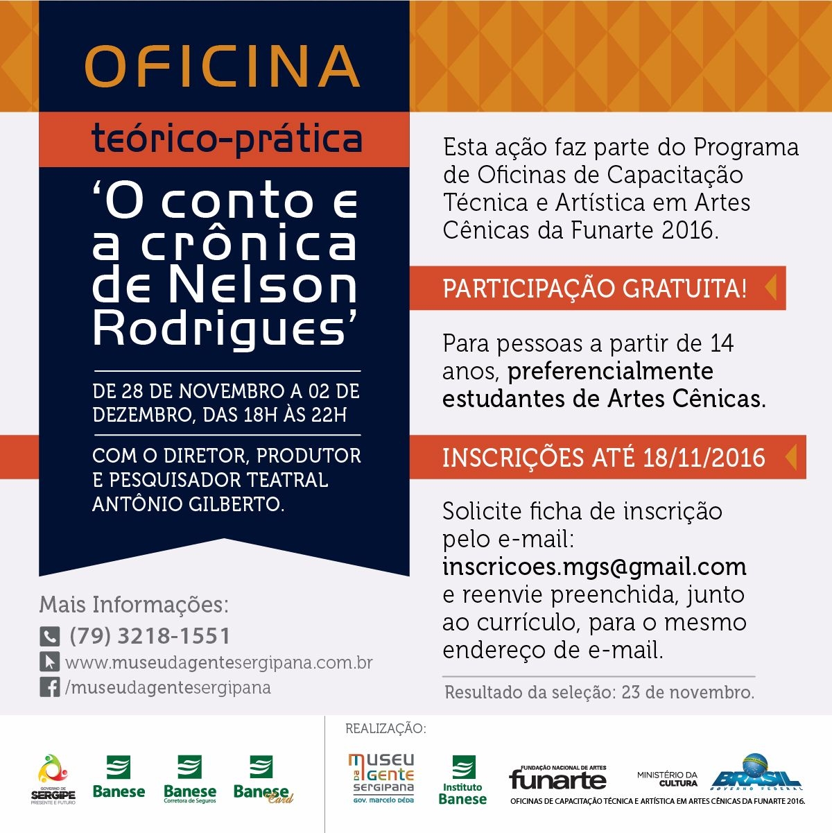 Inscries abertas para Oficina Terico Prtica 'O Conto e a Crnica de Nelson Rodrigues' (Imagem: Divulgao)