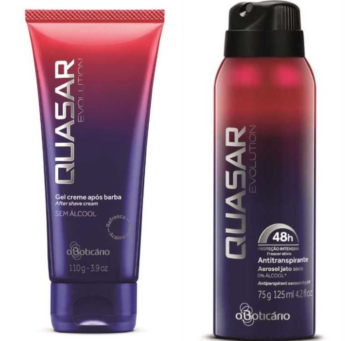 Quasar Evolution Gel Creme Aps Barba e Quasar Evolution Antitranspirante Aerosol (Foto: Divulgao)