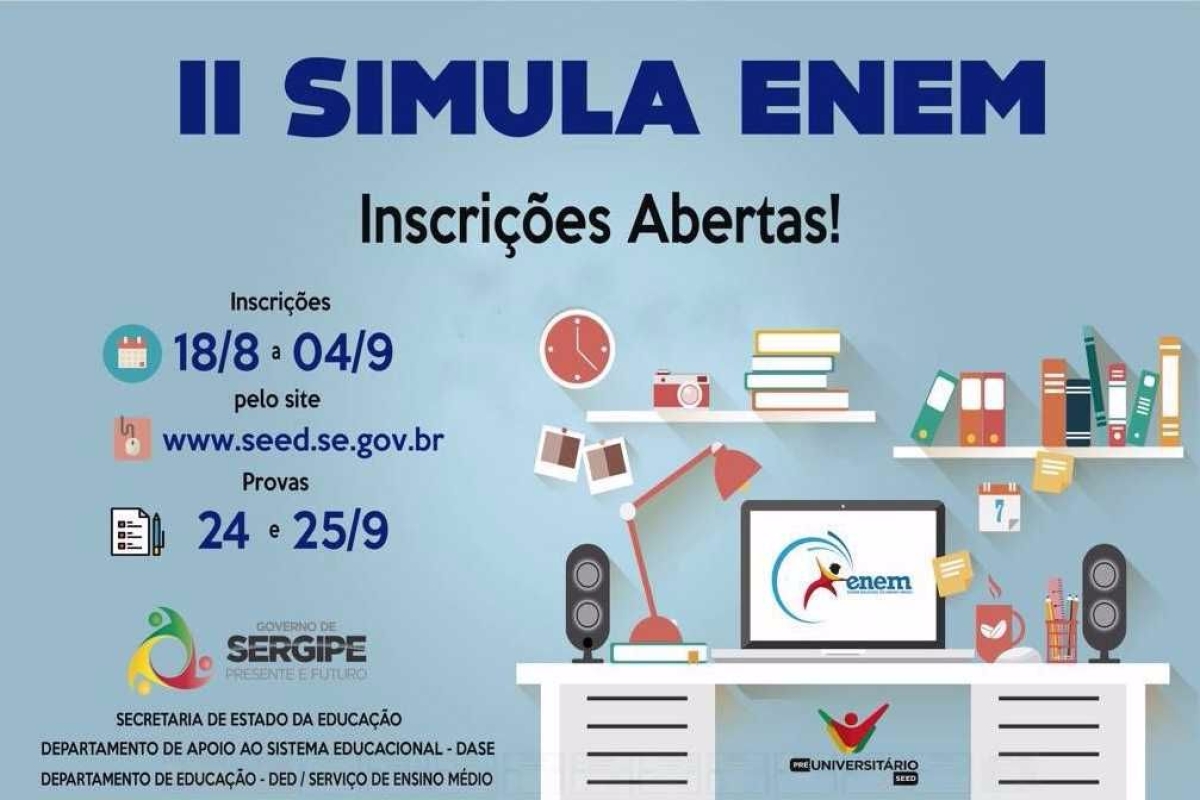 Sergipe: II Simula Enem vai ocorrer neste sbado (24) e domingo (25) (Imagem: Divulgao/Seed/SE)