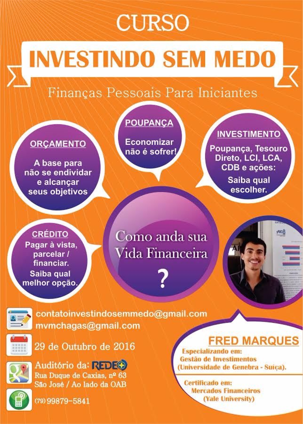 Investindo sem Medo: Finanas Pessoais para Iniciantes (Imagem: Divulgao/Assessoria do Evento)