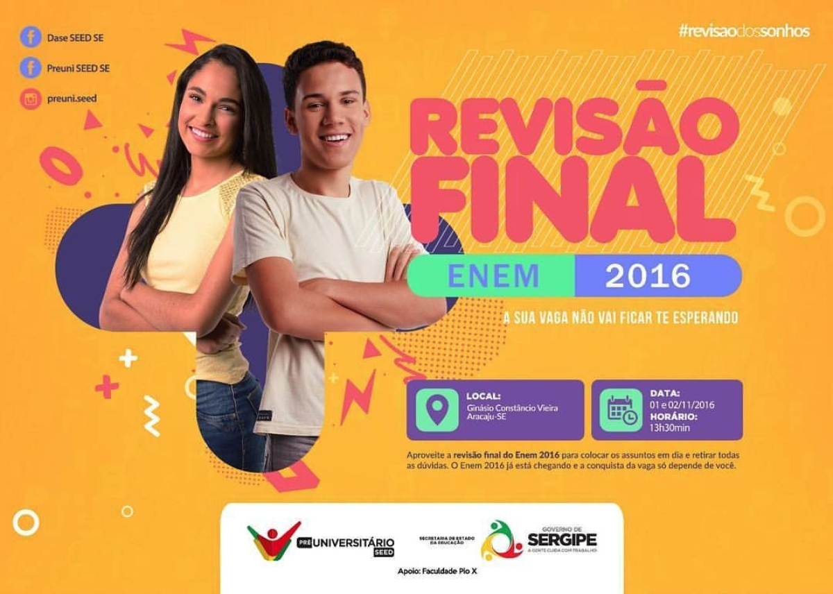 Sergipe: Reviso Final para provas do Enem ocorre na prxima semana (Imagem: Divulgao/Seed/SE)