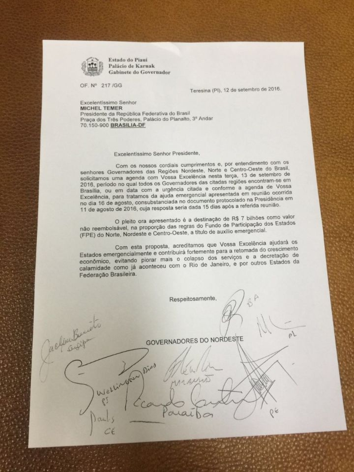 Governadores do Nordeste solicitam reunio emergencial com Temer - Divulgao/ASN
